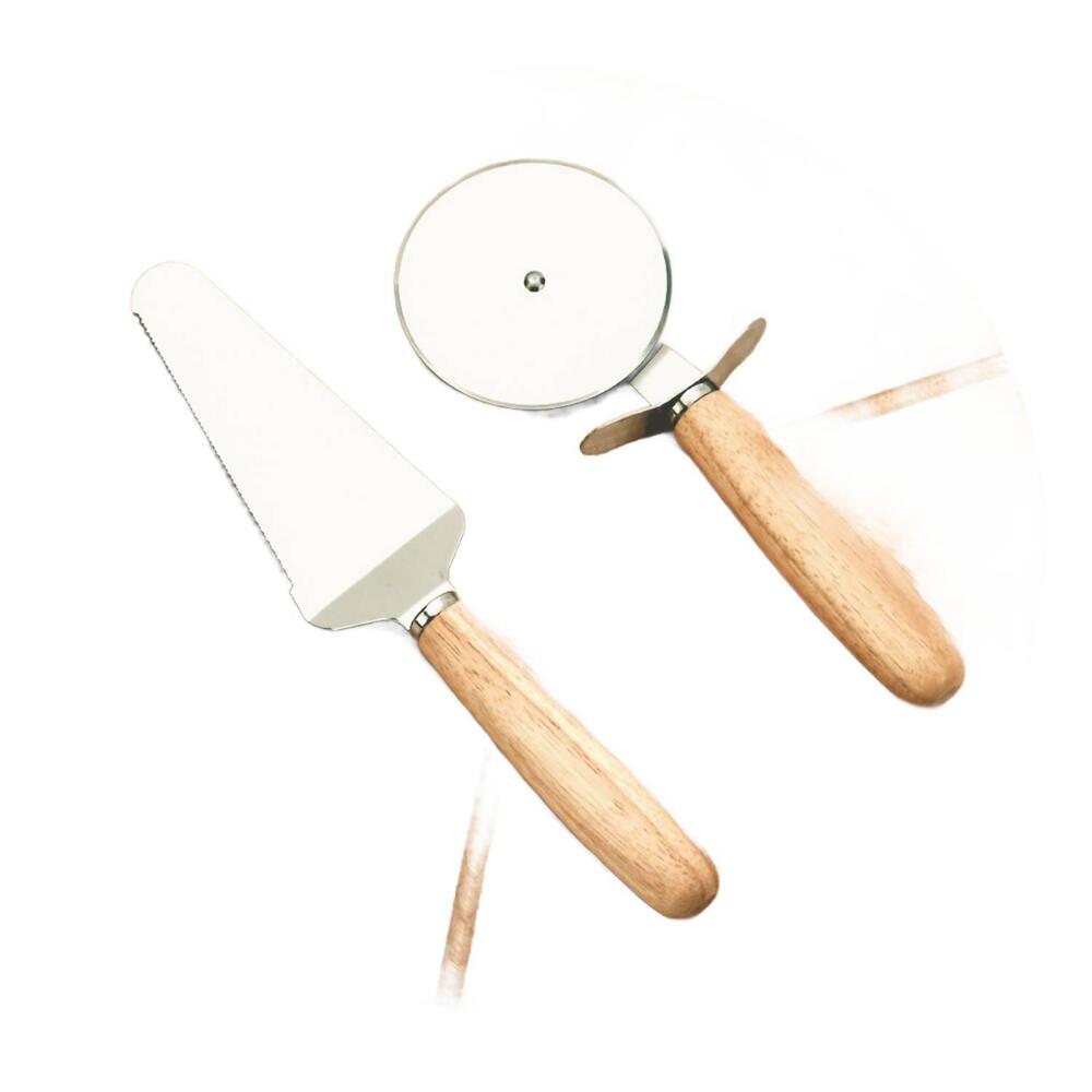 NEW CREATIVE GIFTS INTERNATIONAL wooden pizza board with cutting wheel & server